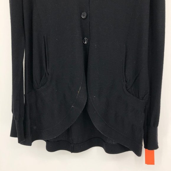 BCBG Black Button-Up Wool Sweater | Classic V-Neck Design - Picture 3 of 5